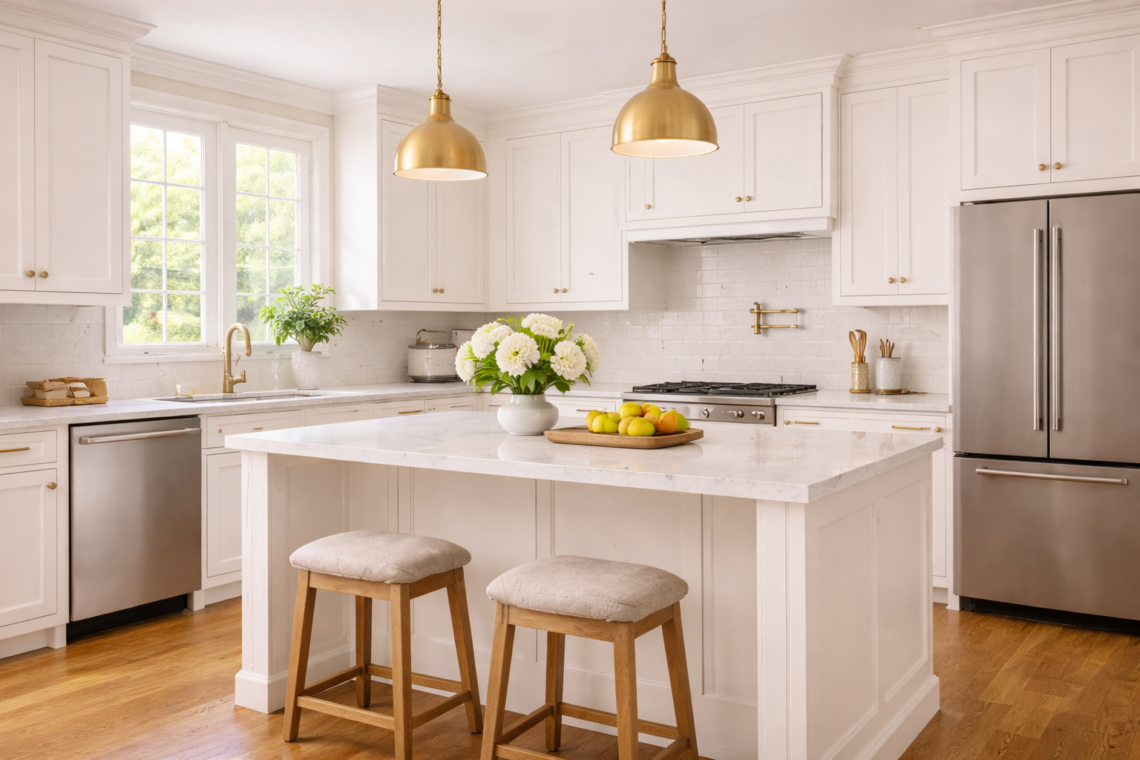 Pure White Cabinets With Alabaster Walls