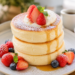 Japanese soufflé pancakes with berries and whipped cream