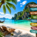 Tropical beach with palm trees and turquoise water