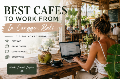 Digital nomad working from a stylish cafe in Canggu Bali