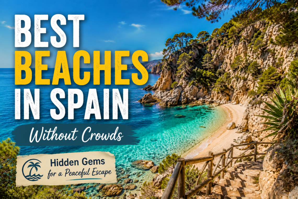 Hidden beach in Spain with turquoise water and dramatic coastal cliffs