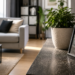 Dust-covered furniture in a modern living room showing common household dust buildup
