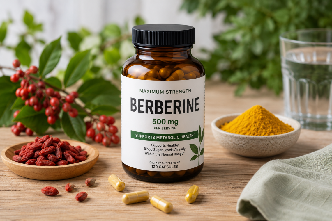 Berberine supplement capsules for weight loss and metabolic health