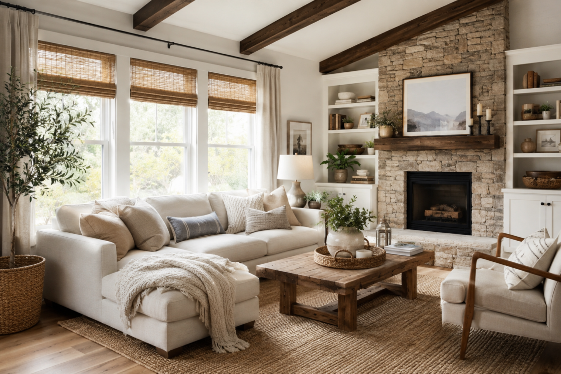 Home-hearted fresh updates in a cozy living room.