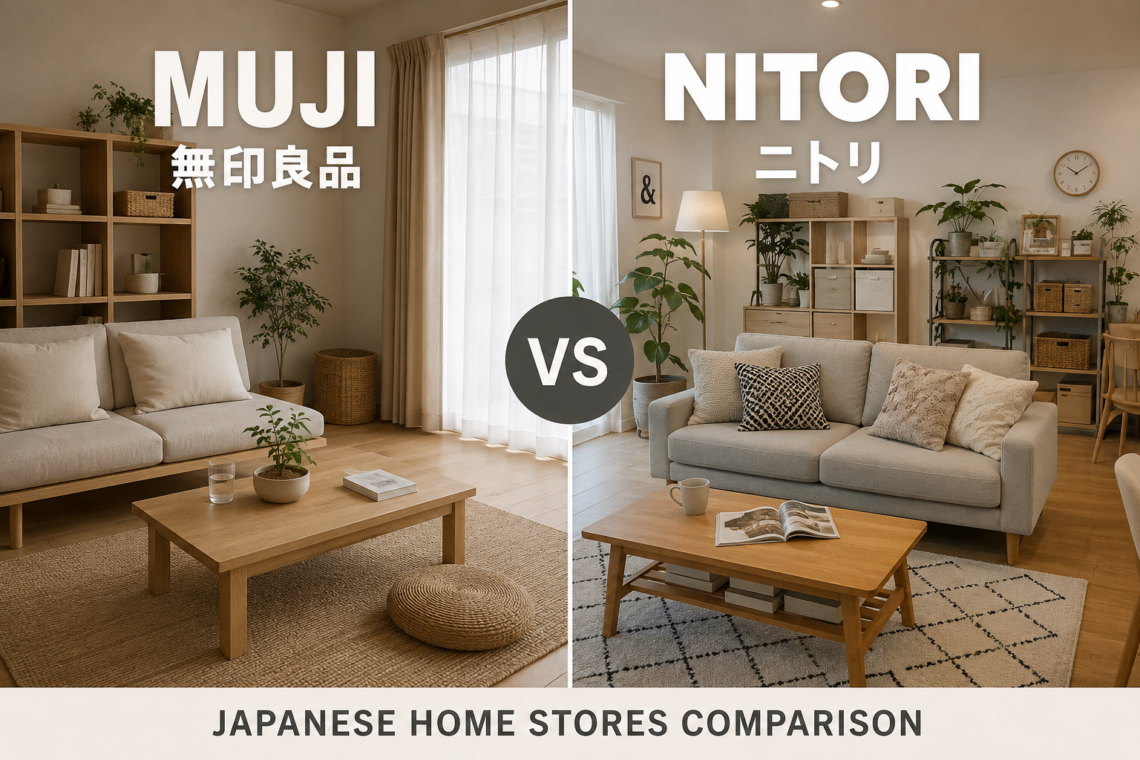 MUJI vs Nitori comparison of Japanese furniture and home decor.