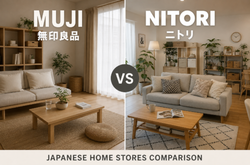MUJI vs Nitori comparison of Japanese furniture and home decor.
