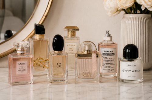 Expensive-smelling perfumes under $50 displayed in an elegant luxury-inspired fragrance collection.