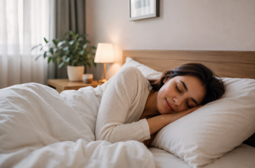 Person sleeping peacefully in a cozy bedroom, representing healthy sleep and overall brain wellness.