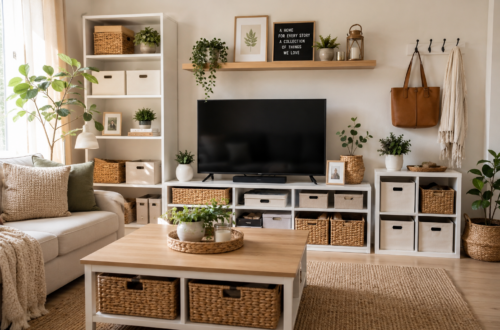 Home organization ideas for a clutter-free living room